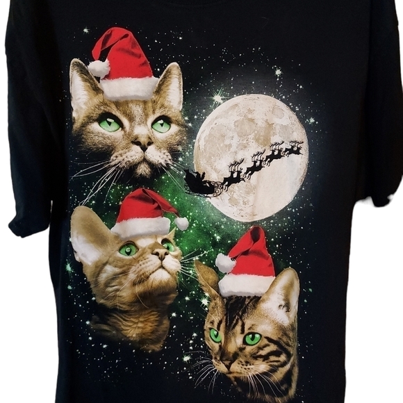 Christmas Cat short sleeve tshirt Large - Picture 6 of 10